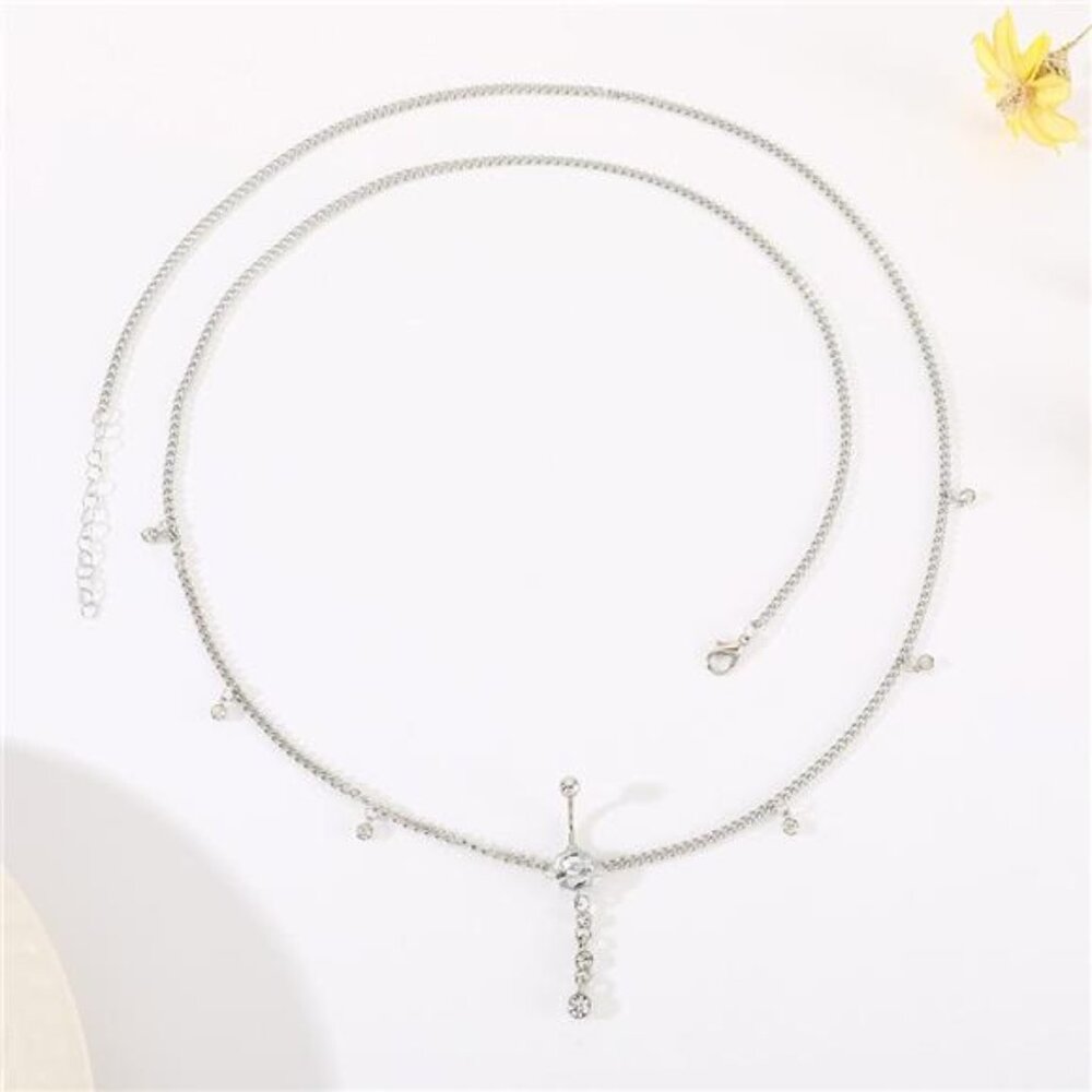 Dresbe Rhinestone Belly Button Ring Silver Crysta… - image 2